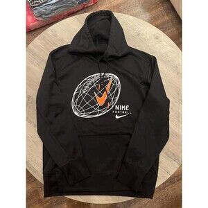 Nike Football Graphic Hoodie Black Dri-Fit Hooded Sweatshirt Size MEDIUM